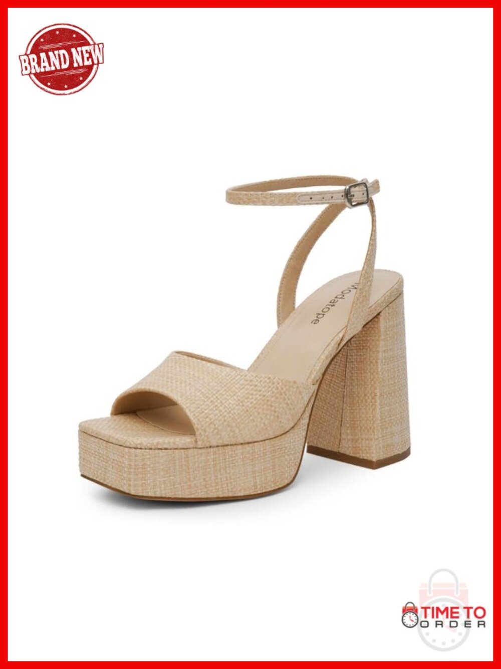Platform Heels Women Chunky Open Toe Ankle Strap Faux Leather Sandals